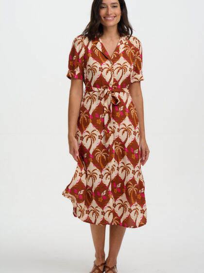 Vestido camisero midi estampado palmeras