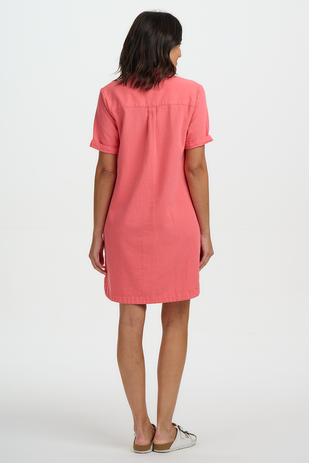 Vestido camisero corto coral - Imagen 3