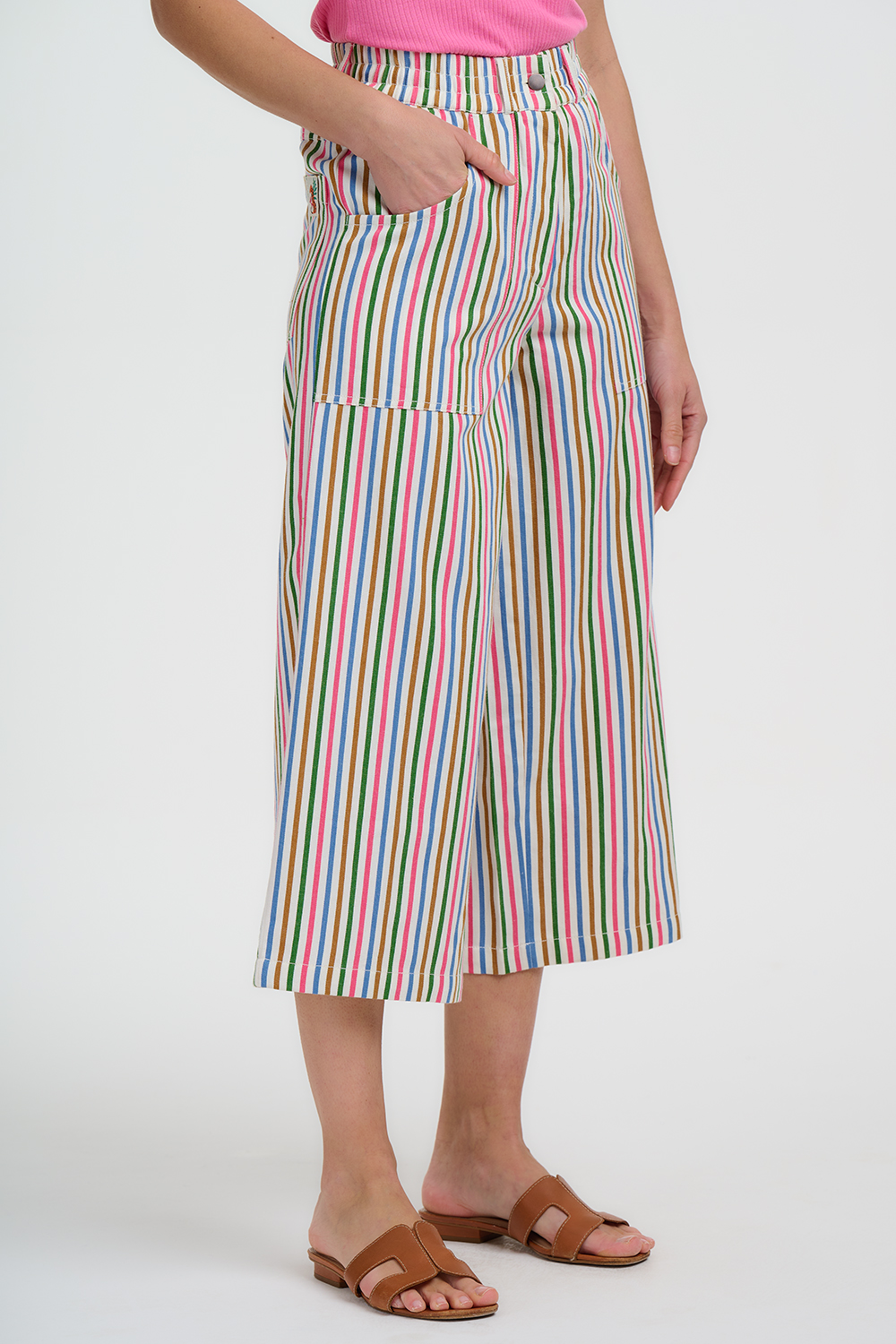 Pantalones cropped rayas multicolor - Imagen 2