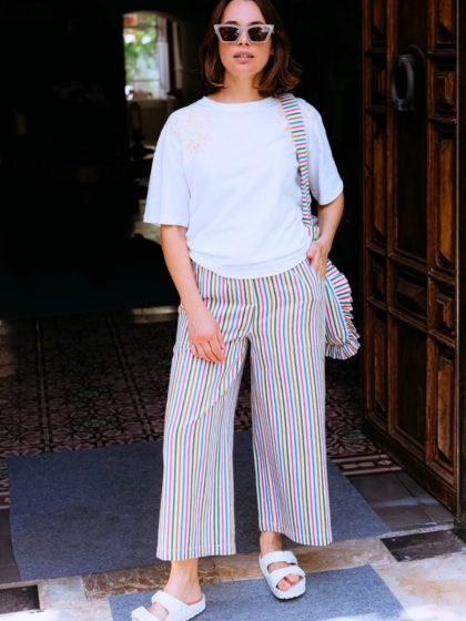 Pantalones cropped rayas multicolor