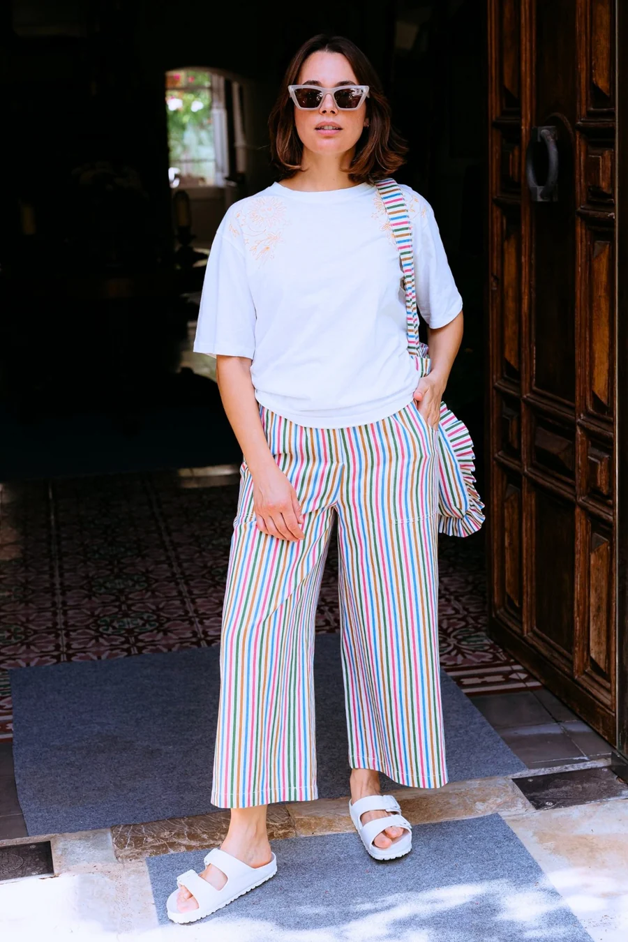Pantalones cropped rayas multicolor