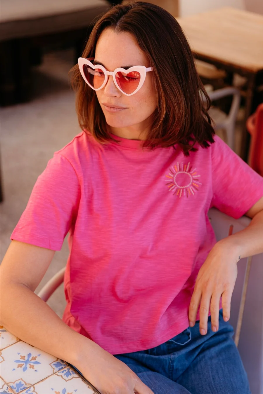 Camiseta rosa fucsia