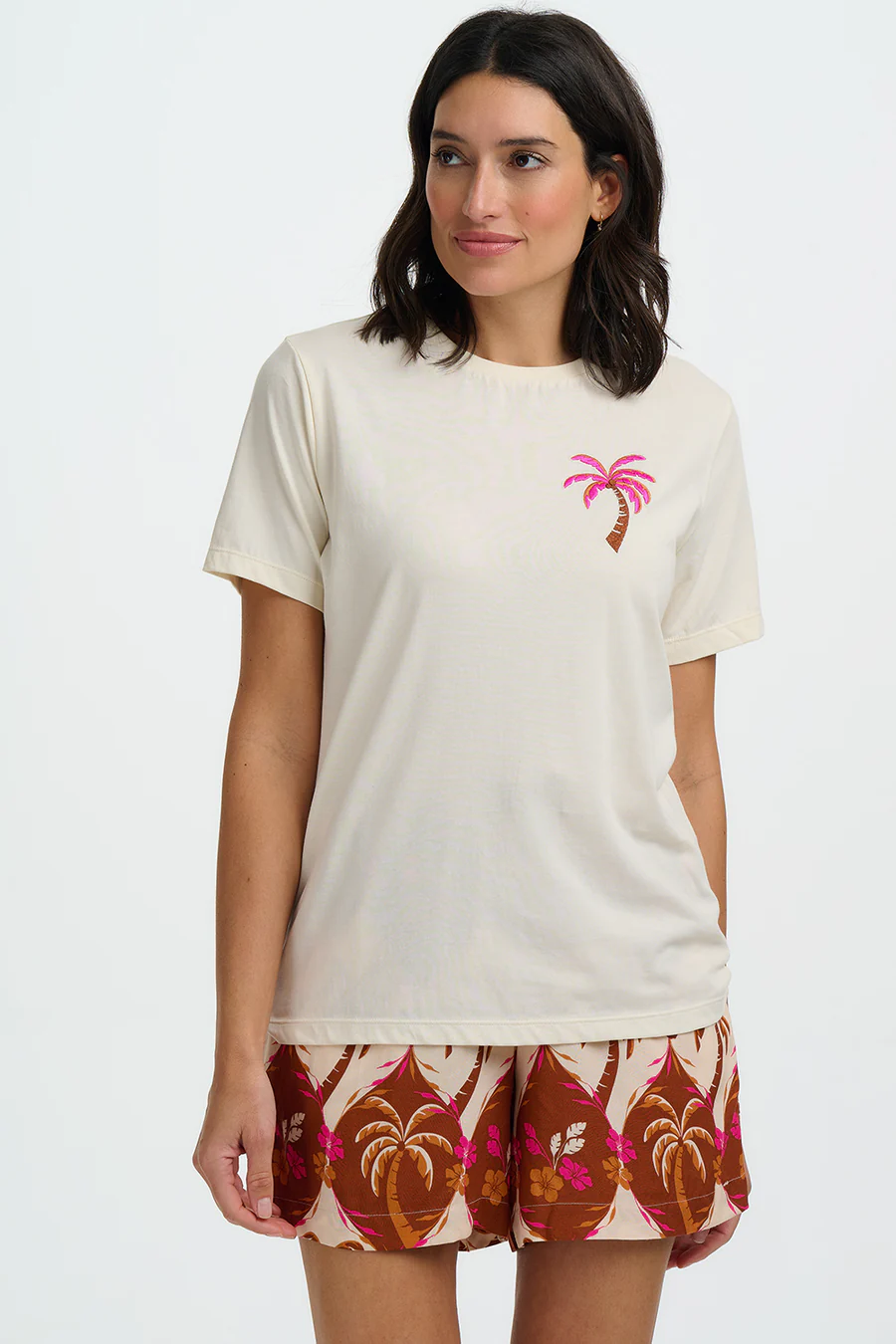Camiseta blanco roto palmeras - Imagen 3