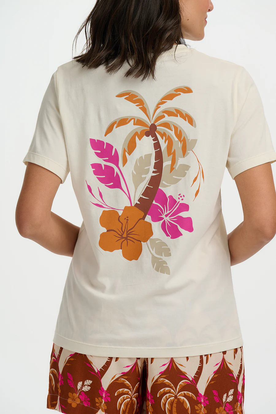 Camiseta blanco roto palmeras - Imagen 2