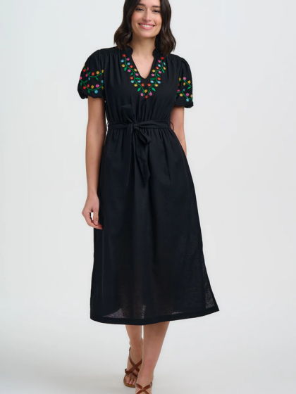 Vestido midi - Negro estampado floral