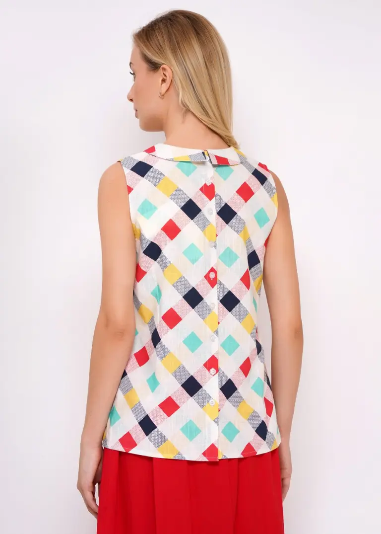 Camisa estampado geométrico sin mangas. - Imagen 3