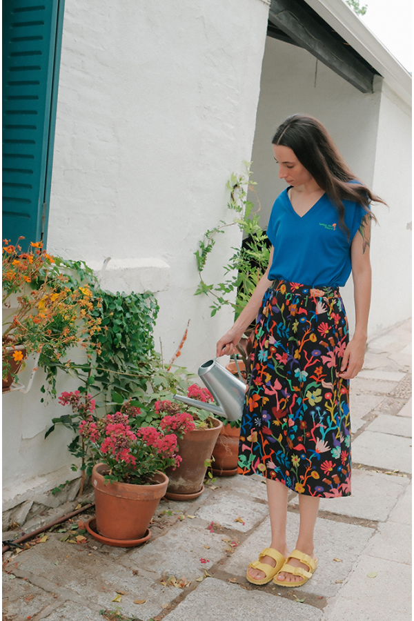 Falda midi flores - Imagen 2